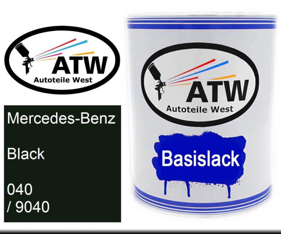 Mercedes-Benz, Black, 040 / 9040: 1L Lackdose, von ATW Autoteile West.